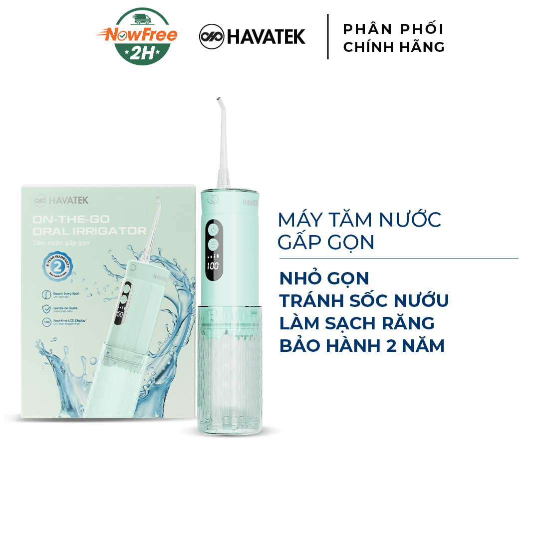 Máy Tăm Nước Gấp Gọn Havatek Cao Cấp Màu Xanh Mint