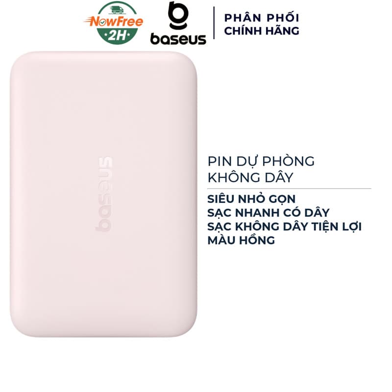 Pin Dự Phòng Không Dây Baseus FM11 10000mAh 22.5W Màu Hồng
