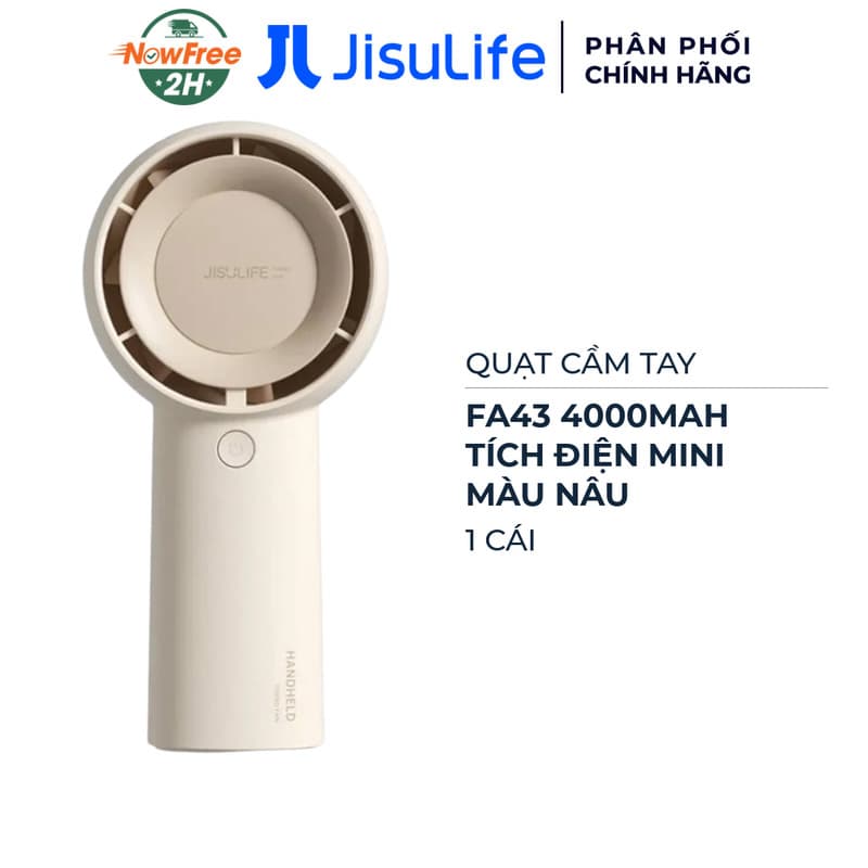 Quạt Cầm Tay Jisulife Tích Điện Mini FA43, 4000mAh Màu Nâu