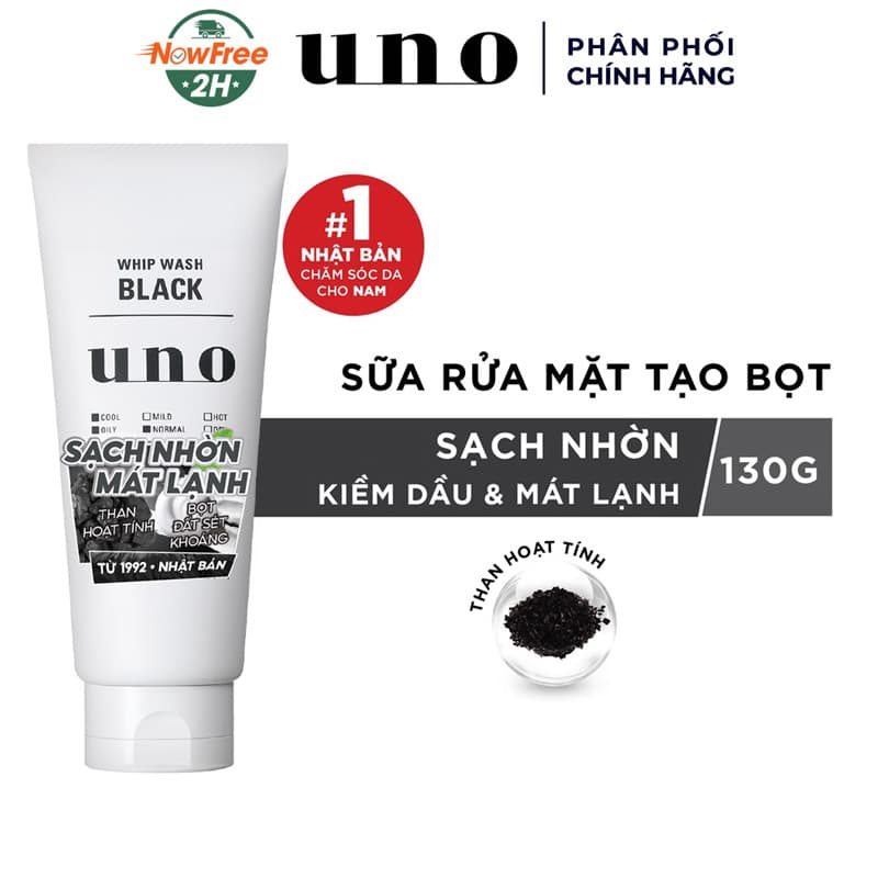 Sữa Rửa Mặt Cho Nam Uno Tạo Bọt Sạch Nhờn Cho Da Dầu 130g