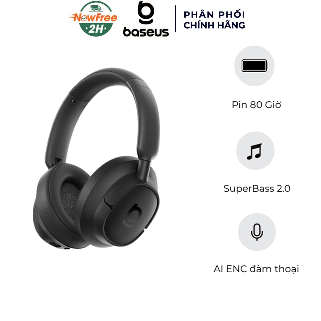 Tai Nghe Bluetooth Chụp Tai Baseus Bass BH1 - Màu Xám