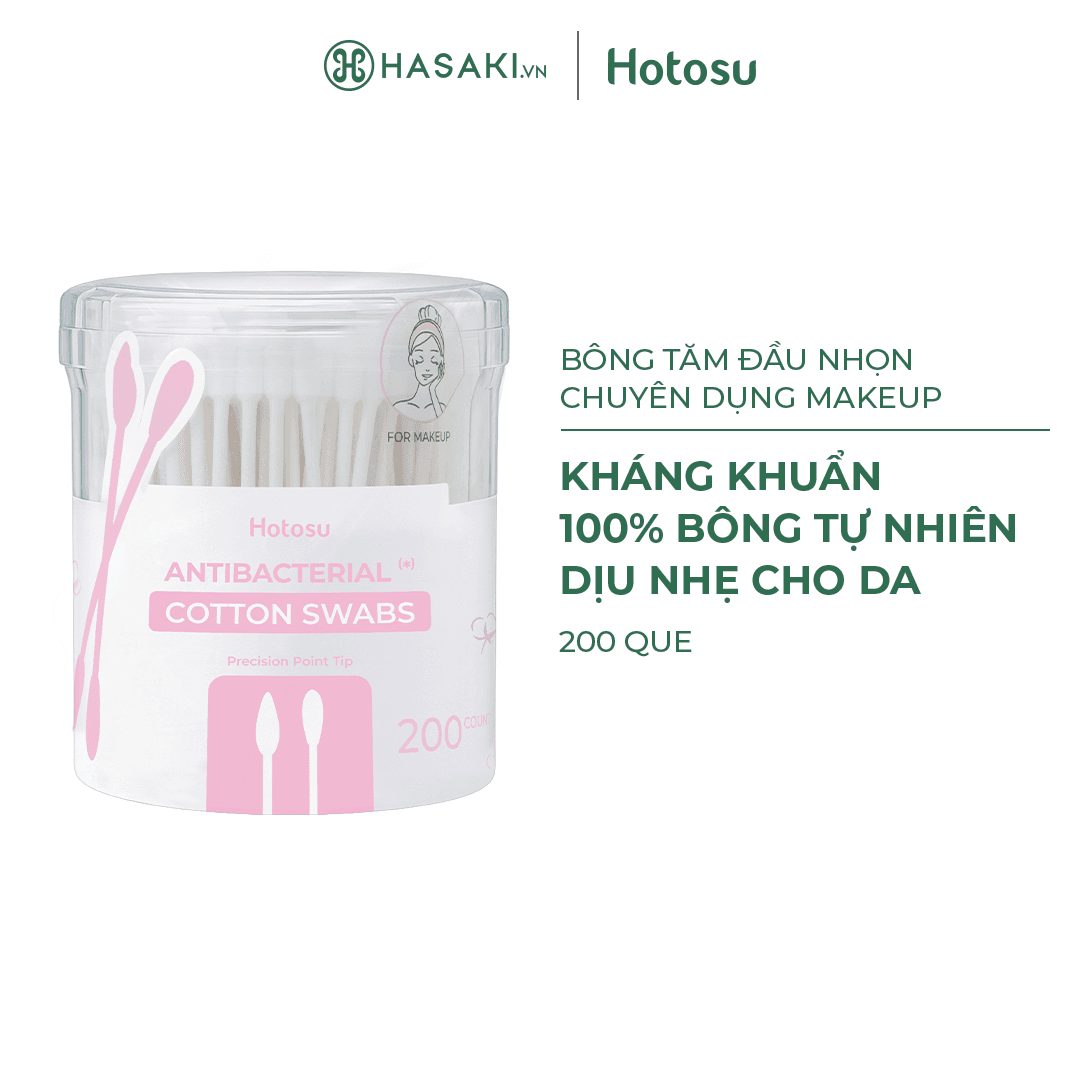 Tăm Bông Kháng Khuẩn Hotosu Đầu Nhọn 200 Que