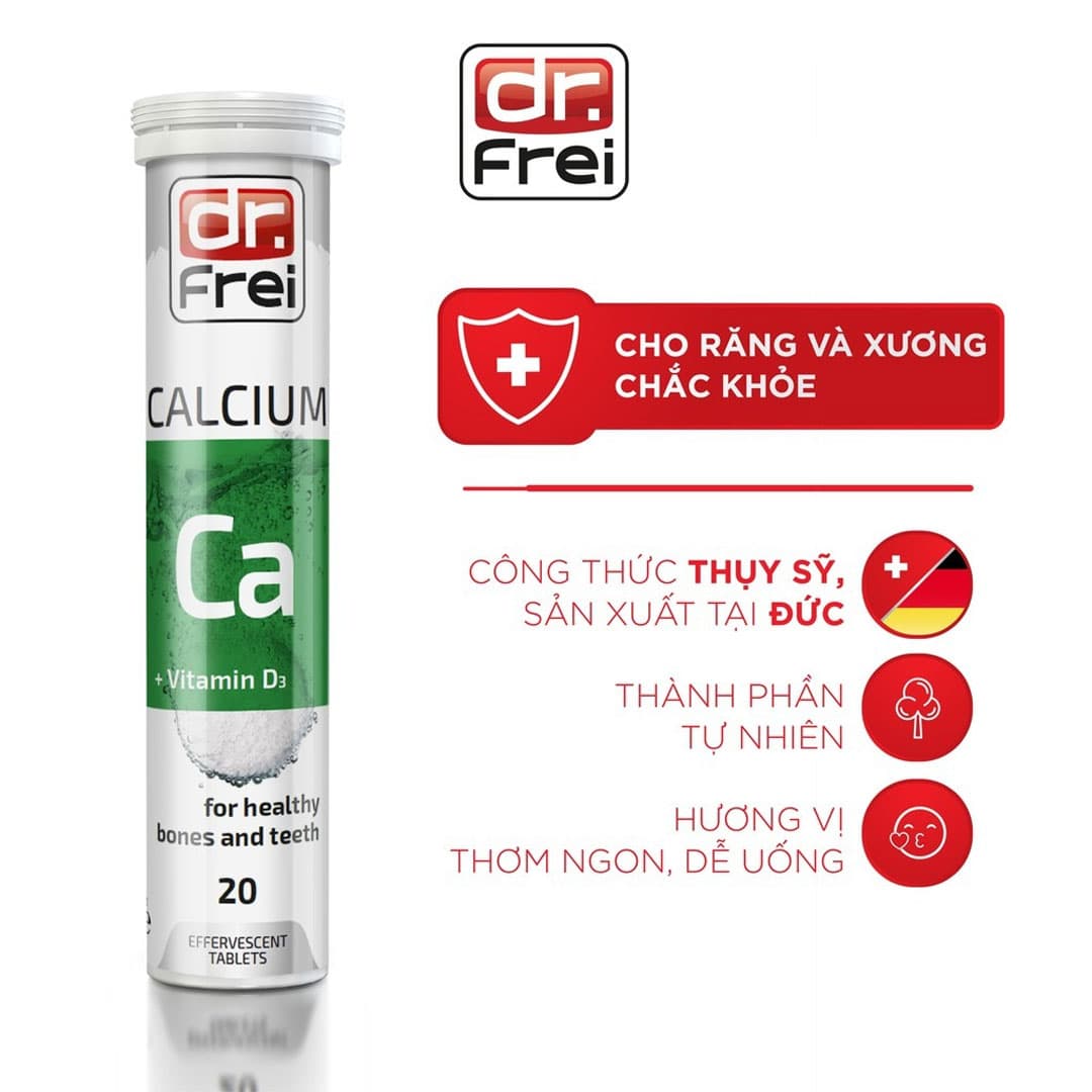 Viên Sủi Dr. Frei Bổ Sung Canxi và Vitamin D3 (20 Viên)