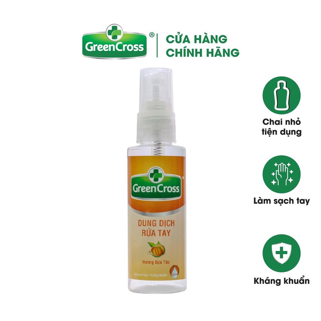 Xịt Rửa Tay Green Cross Hương Dưa Táo Chai 70ml