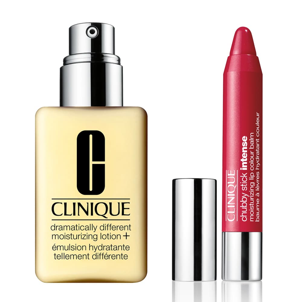 Combo Clinique Lotion Dưỡng Ẩm Da Khô, Hỗn Hợp Khô 125ml + Son Thỏi Chubby Stick 02 Chunkiest Chili