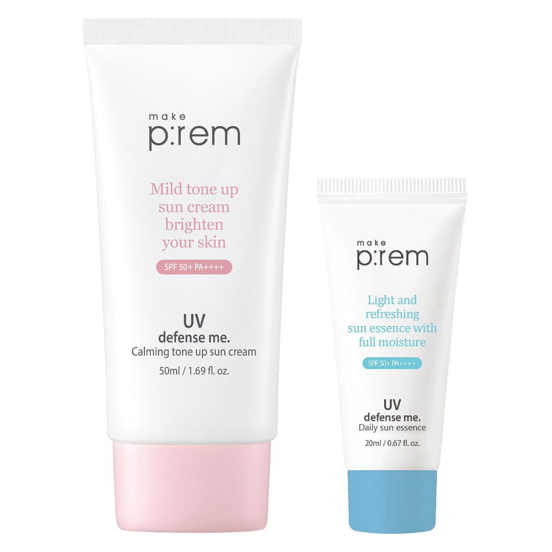 Combo Make p:rem Kem Chống Nắng Vật Lý Nâng Tông 50ml + Hóa Học Mỏng Nhẹ 20ml