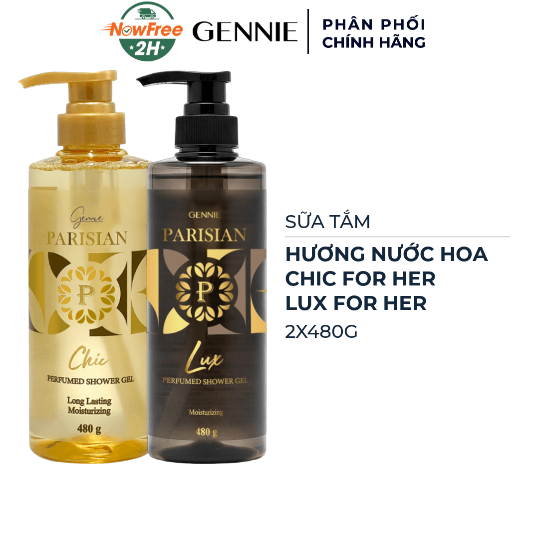 Combo 2 Sữa Tắm Gennie Parisian Nước Hoa Nữ Chic For Her + Lux For Her 480g