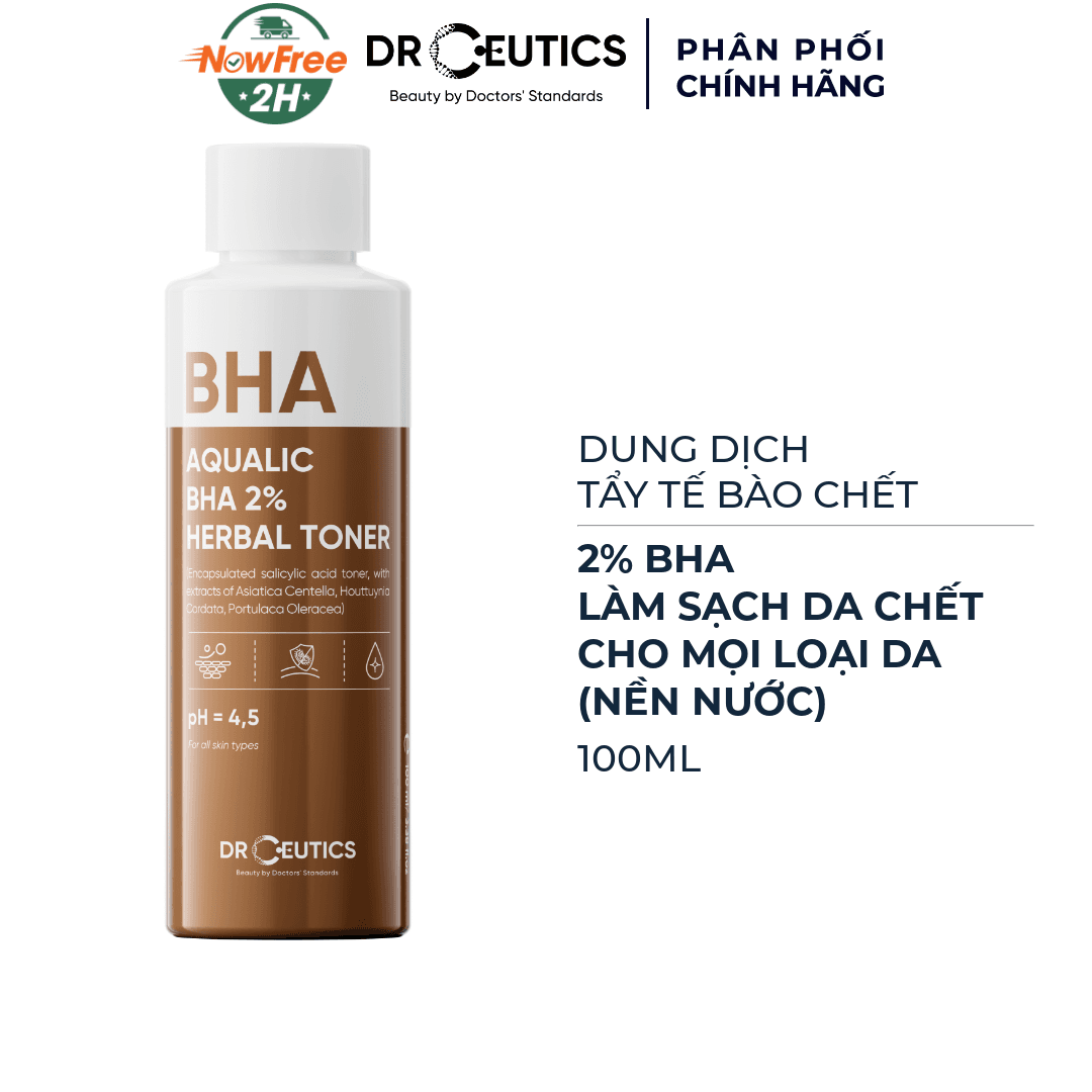 Dung Dịch Tẩy Tế Bào Chết DrCeutics Hóa Học 2% BHA (Nền Nước) 100ml