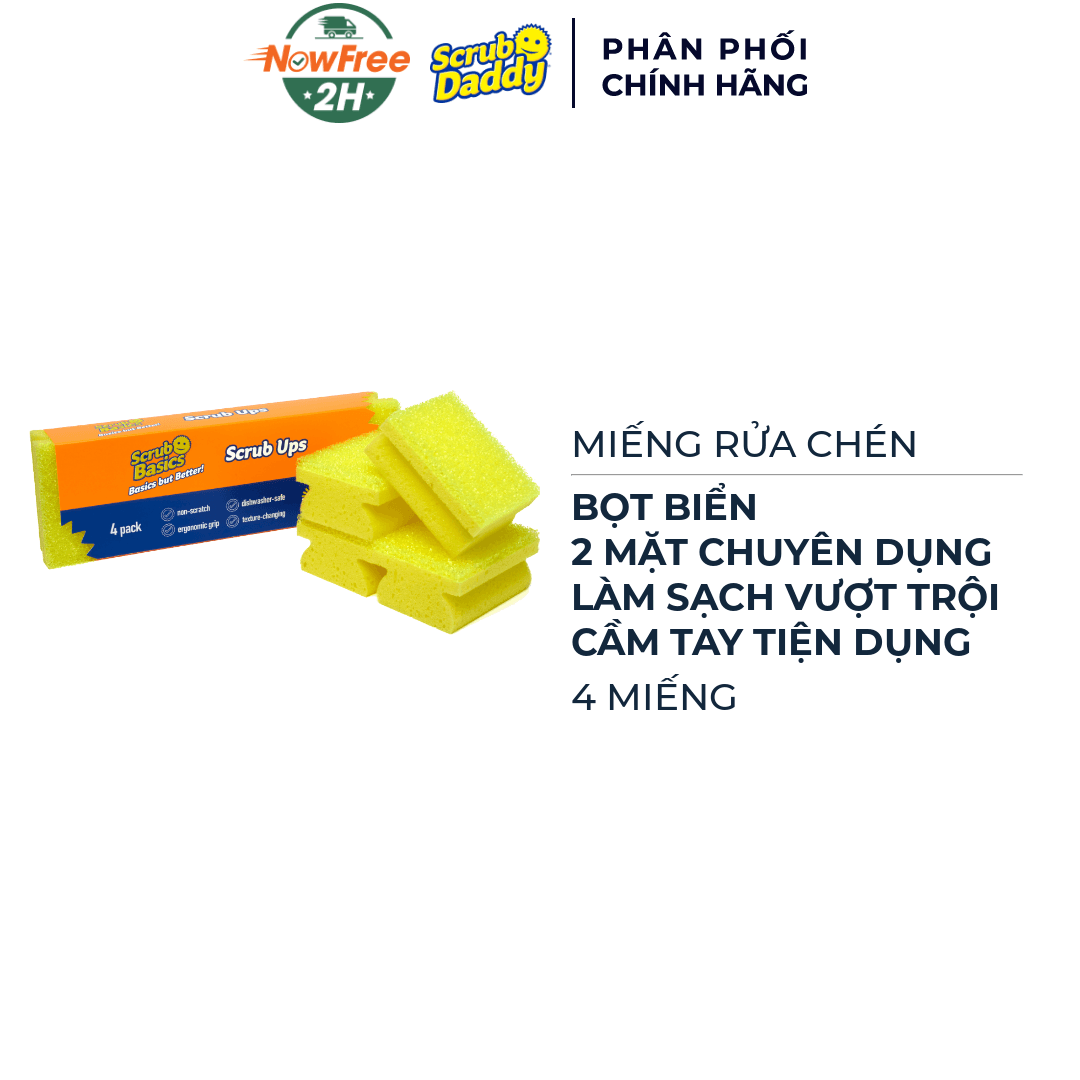 Miếng Rửa Chén Scrub Daddy Bọt Biển 2 Mặt 4 Miếng