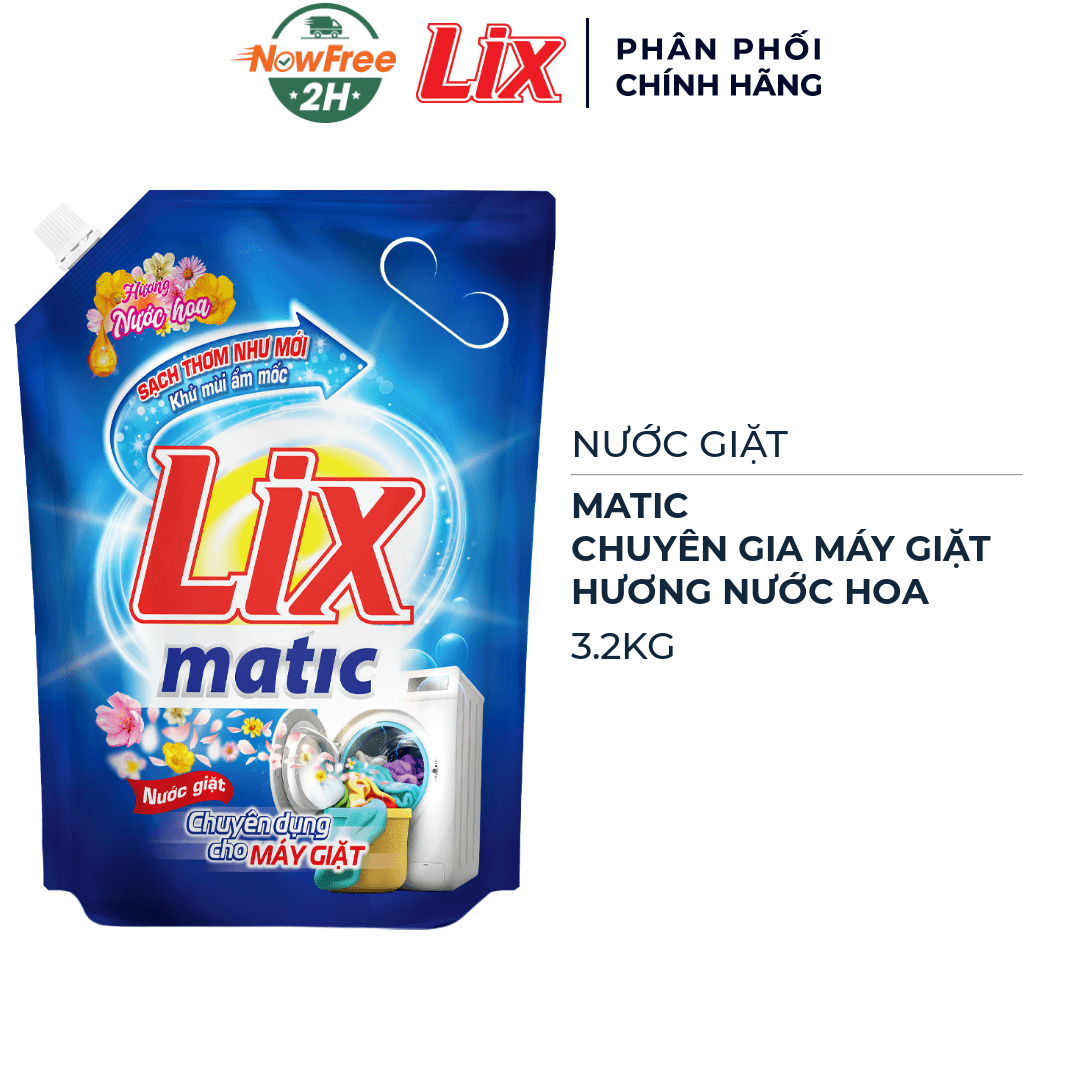 Nước Giặt Lix Matic Chuyên Gia Máy Giặt Hương Nước Hoa 3.2kg