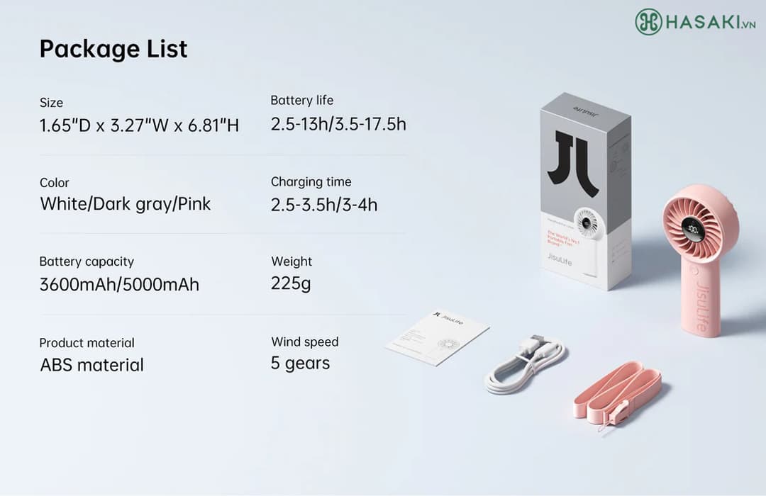 Quạt Cầm Tay Jisulife Tích Điện Mini Life 4